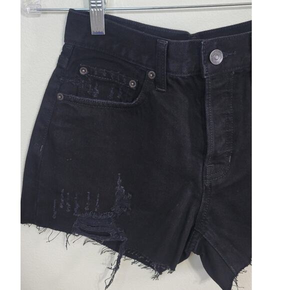 Free People Shorts Womens Size 26  Black Denim Shorts Witchy EMO Goth Cut Offs - Picture 7 of 9